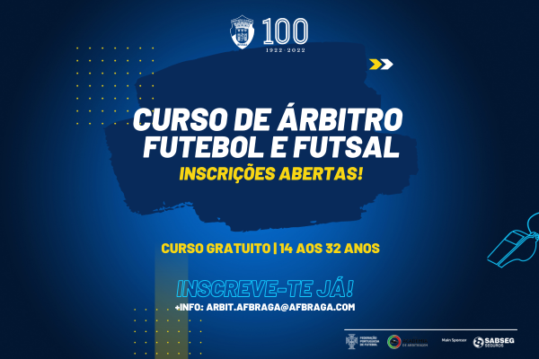 Cursos de Candidatos a Árbitros de Futebol e Futsal - inscrições abertas!